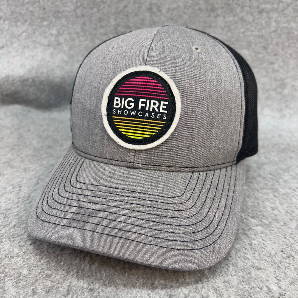Big Fire Showcases Mens Grey Richardson Trucker Hat Retro Patch Style 112 OSFM